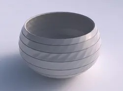 Bowl spheric twisted with hard horizontal dents 3D print model