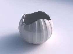 Bowl Spheric wavy with smooth vertical ribbons 3D print model