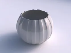Bowl spheric with smooth vertical ribbons 3D print model