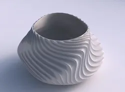 Bowl twisted elipse with wavy extruded lines 2 3D print model