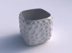 Vase quadratic stumpy with crystal dents 3D print model