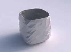 Vase quadratic stumpy with low-polygon 3D print model
