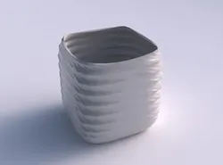 Vase quadratic stumpy with sections and twisted lines 3D print model