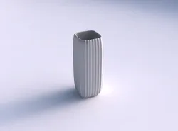 Vase quadratic tall with extruded vertical lines 3D print model