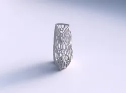 Vase curved tipping triangle with twisted organic lattice 3D print model