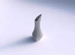 Vase puffy tappered triangle with bent extruded lines 3D print model