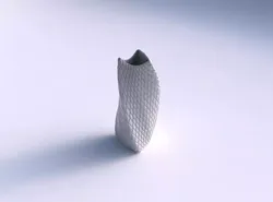 Vase twist curved tipping triangle 2 with diagonal grid 3D print model