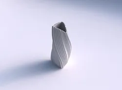 Vase twist curved tipping triangle with extruded vertical lines 3D print model