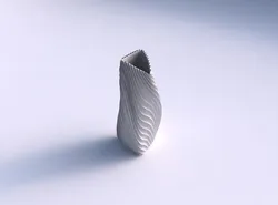 Vase twist curved tipping triangle with wavy extruded lines 3 3D print model