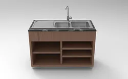 Kitchen Sink With Wooden Cabinet 3D Model