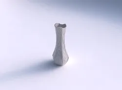 Vase larger opening hexagon with wavy grid plates 3D print model