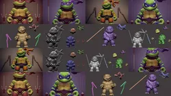 Chibi Mutant Ninja Turtles 3D Model Pack