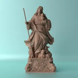 Jesus the Good Shepherd with Lambs 3D print model