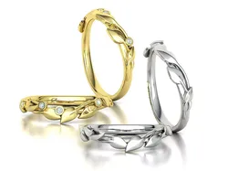 Leaves Wedding Band Stackable Ring TWO RINGS 3D print model