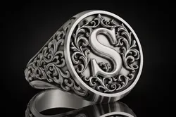 Monogram Letter S Signet Ring  Vintage Ornament 3D print model