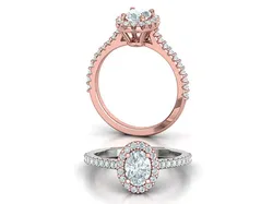 Oval Halo Engagement Ring 7x5 Oval Stone 3dprint model 3D print model