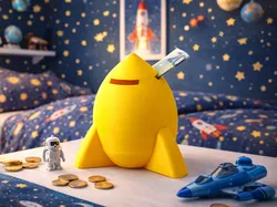 Rocket Saving Piggy Bank – Space Savings Coin Bank - Free 3D Print Model