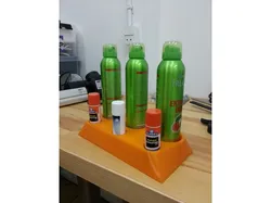 Holder for bed adhesives. 3 hairsprays and 3 glue sticks.