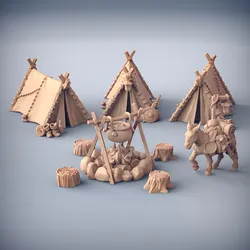 Adventurers Camp Set 3D Print Model in Figurines 635333