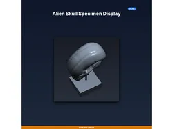 Alien Skull Specimen Display STL File for 3D Printing, Cyberpunk Scifi Digital Download