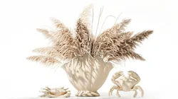 Bouquet dried flowers branches Pampas grass crab decor