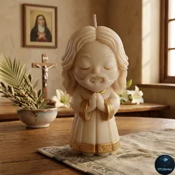 Chibi Praying Jesus - 3D Printable Candle Decor Model 3D Print Model in Decor 633083