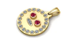 Cute Emoji Face Diamond Ruby Pendant 3D Jewelry Model