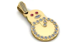 Cute Gingerbread Diamond Ruby Heart Pendant 3D Jewelry Model