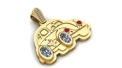 Cute Vintage Car Diamond Ruby Pendant 3D Jewelry Model