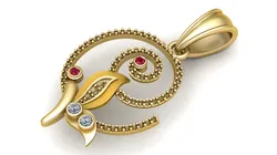 Elegant Floral Swirl Diamond and Ruby Pendant 3D Jewelry Model