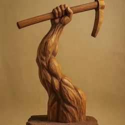 Forge of Strength – Raised Arm with Pickaxe Sculpture