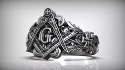 Freemasons Square And Compass Pattern Ring