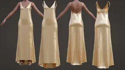 Gold Satin Backless Gown -Silk Party Dress