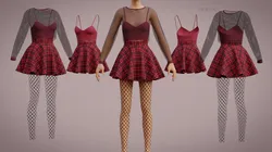 Grunge Fishnet Outfit - Plaid Skirt and Sheer Blouse and Fishnet tights goth clothing