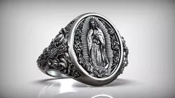 Lady of Guadalupe Cross Roses Virgin Mary Catholic Ring