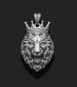 Lion opened mouth with crown pendant 3D print model 3D Print Model in Necklaces 635347