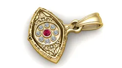 Luxury Eye Shape Ruby Diamond Pendant 3D Jewelry Model