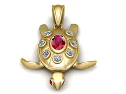 Luxury Turtle Pendant Jewelry with Diamond and Ruby Stones