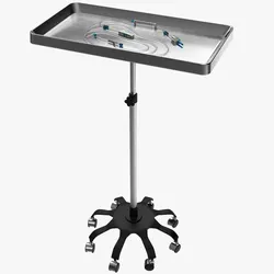 Medical Adjustable Tray Table with Burette Infusion Set