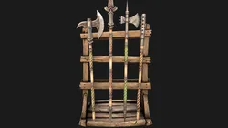 Medieval Weapon Rack Polearm Spear Axe Halberd Mace Set