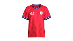 Men USA Crimson Diamond Grid Pattern Soccer Jersey