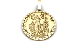 Saint Francis of Assisi Religious Medallion 18K Gold Diamond  3D Print Model in Pendants 633231