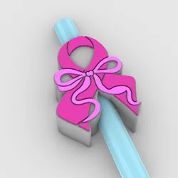 Straw Topper Breast Cancer Breast Cancer Pink Ribbon Fits Standard & Stanley Straws | STL, 3MF pre-painted