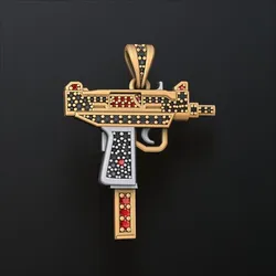 Stylized Gun v5 Pendant with Gems 3D print model