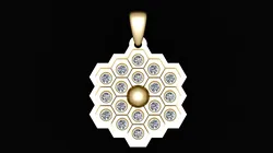 Title Honeycomb Hexagon Diamond Pendant - Geometric Iced Out Jewelry 3D Print Model in Pendants 635910