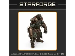 28mm Barbarian Warrior Spiked Armor Horned Helmet Muscular Stance StarForge Kits 3D Print STL File