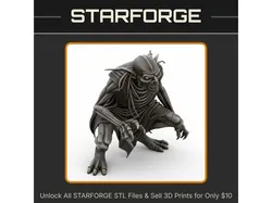 28mm Crouching Goblin Warrior Armor Claws Sharp Teeth Battle Ready StarForge Kits 3D Print STL File