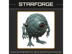 28mm Cyclopean Alien Creature with Textured Skin and Clawed Hands StarForge Kits 3D Print STL File