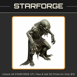 28mm Grotesque Undead Creature Tattered Robes Clawed Hands Menacing Stance StarForge Kits 3D Print STL File