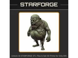 28mm Grotesque Zombie Mutant Oozing Flesh Bulging Eyes Creature StarForge Kits 3D Print STL File
